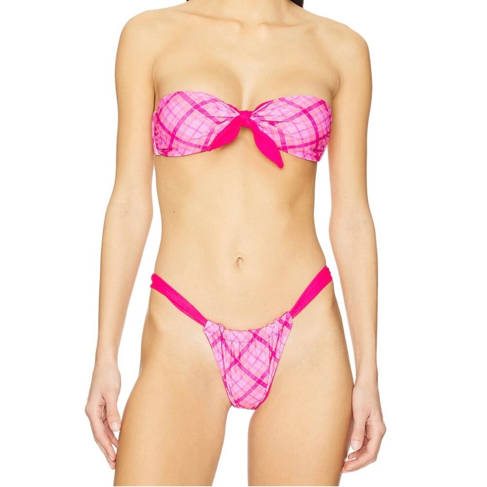 VDM Reversible Pink Plaid Bikini Set Size S